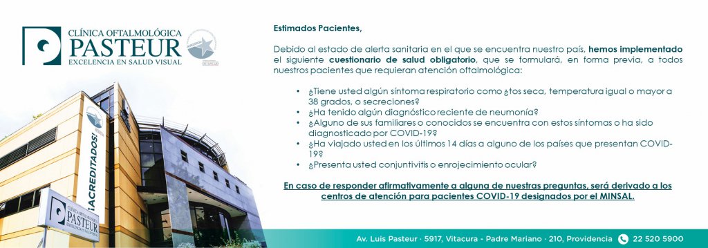 Alerta sanitaria Covid-19 | Clínica Oftalmológica Pasteur